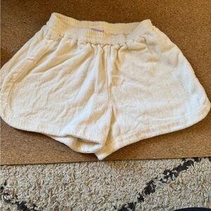 Women’s Cream Terry Athletic Shorts with Elastic Waist